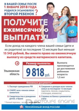 Более 150 семей Ульяновской области подали заявления на ежемесячную выплату из средств материнского капитала