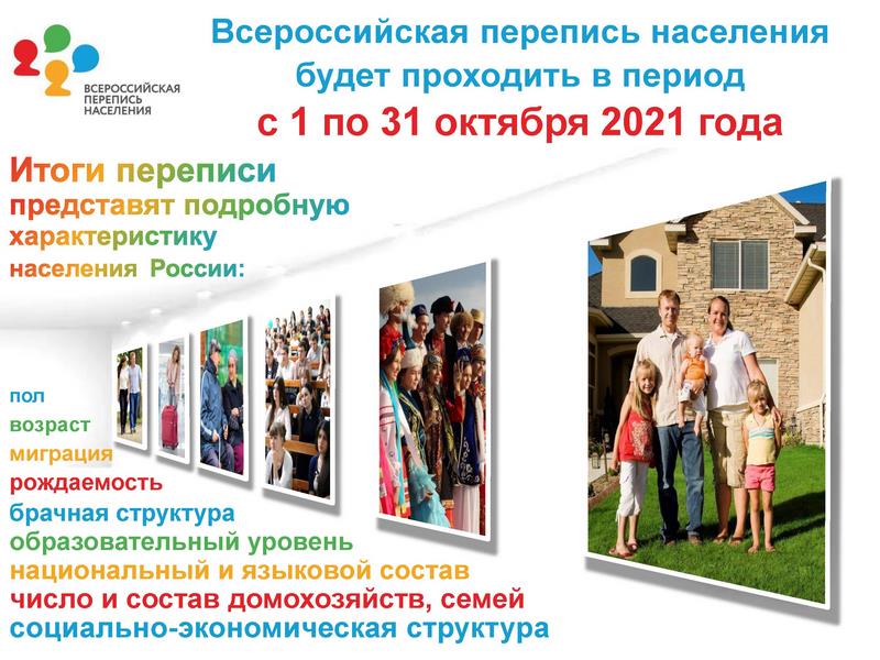 Всероссийская перепись населения будет проходить с 1 по 31 октября 2021 года
