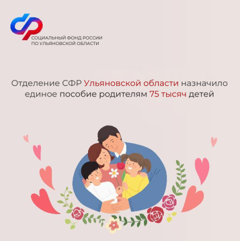 Отделение СФР по Ульяновской области назначило единое пособие родителям 75 тысяч детей