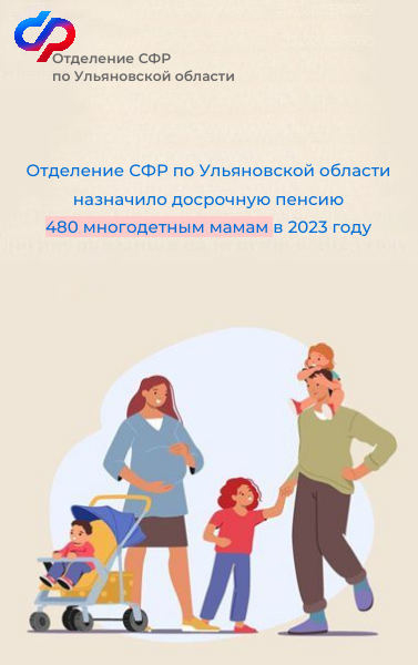 Отделение СФР по Ульяновской области назначило досрочную пенсию 480 многодетным мамам в 2023 году